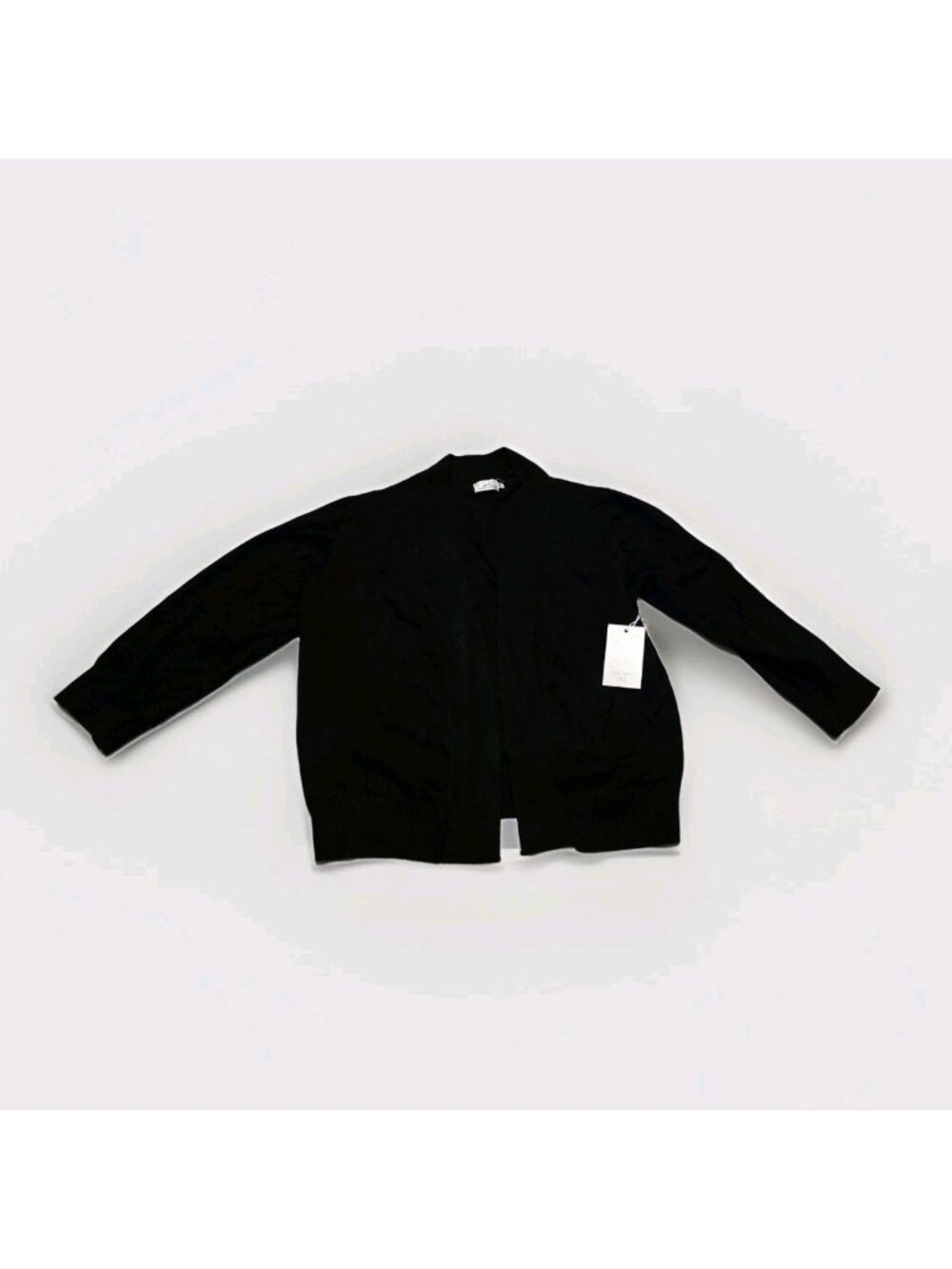 Black Open Front Rib Trim Cardigan Sweater By Cielo Jeans USA Size 1XL NWT